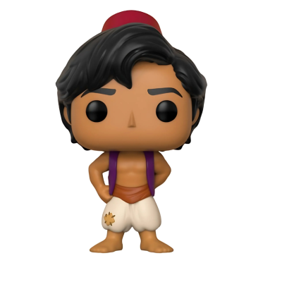 Figura Funko Pop de Aladdin com colete roxo e chapéu vermelho