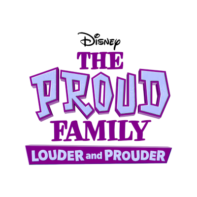 Logótipo do Disney THE PROUD FAMILY LOUDER AND PROUDER em roxo e lilás