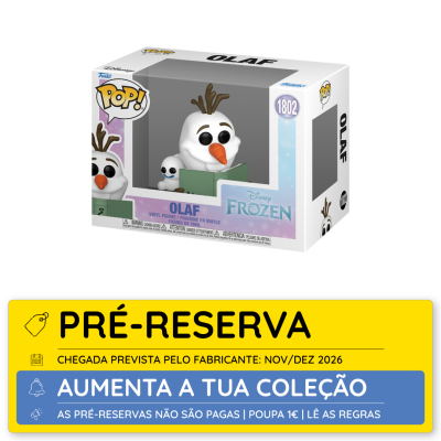 Funko Pop Olaf de Frozen embalagem branca com janela transparente
