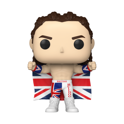 Figura Funko Pop masculina com bandeira do Reino Unido e calções com texto BRITISH BULLOCK
