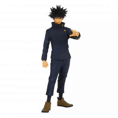 Figurina masculina de anime com fato azul escuro e cabelo preto