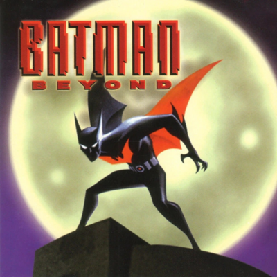 Capa do jogo Batman Beyond com Batman em pose dinâmica e lua cheia ao fundo