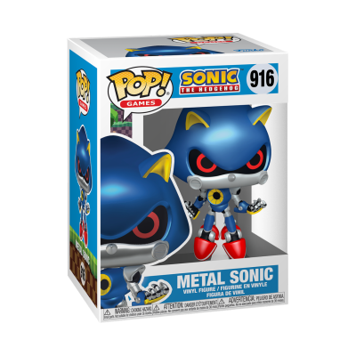 Boneco Metal Sonic de vinil POP! Games na caixa