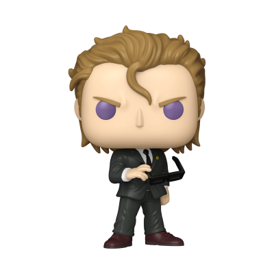 Figura Funko Pop de vinil com fato preto e cabelo castanho claro