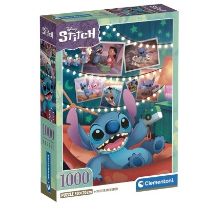 Puzzle 1000 peças Disney Stitch com Stitch azul e luzes decorativas