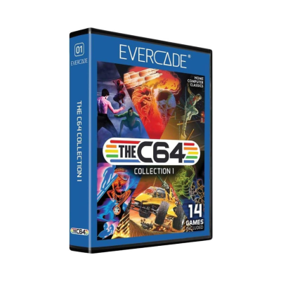 Caixa do jogo THE C64 COLLECTION 1 para consola EVERCADE com design colorido e texto visível