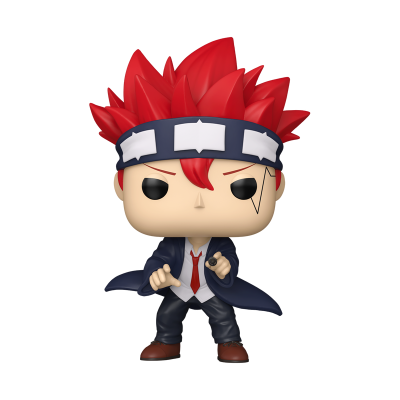Figura Funko Pop com cabelo vermelho e roupa formal azul e vermelha