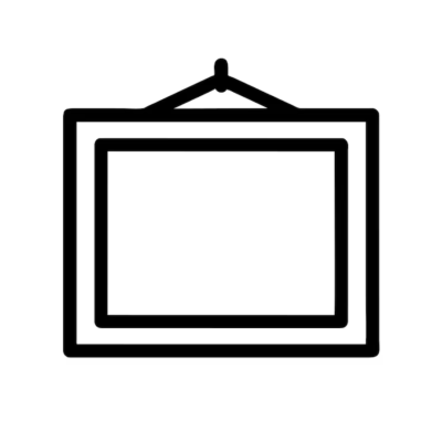 Ícone de quadro com moldura retangular e cordão para pendurar