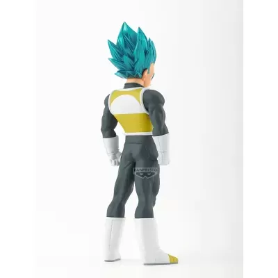 Figura de ação personagem cabelo azul roupa preta e colete amarelo e branco