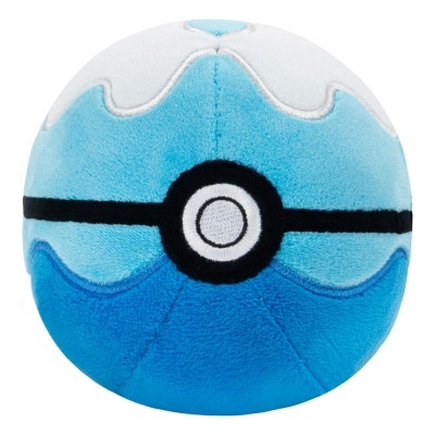 Bola de peluche azul e branca com design de Pokébola