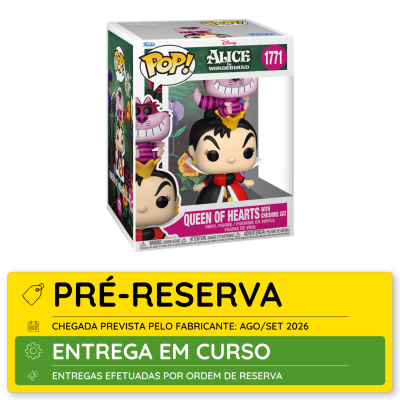 Funko Pop Rainha de Copas com Gato Cheshire em embalagem