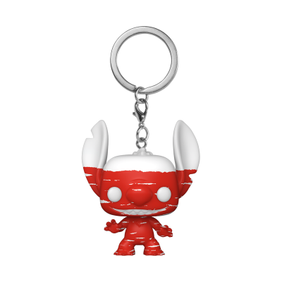 Porta-chaves de figura vermelha e branca com anel metálico