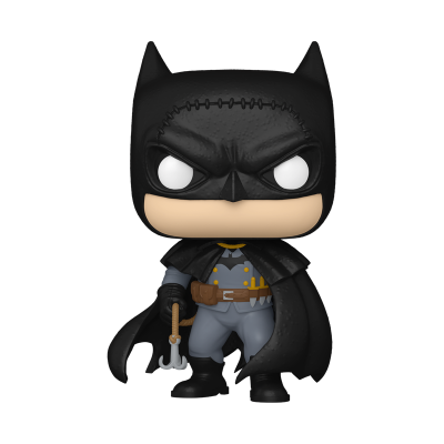 Funko Pop do Batman com fato cinzento e capa preta