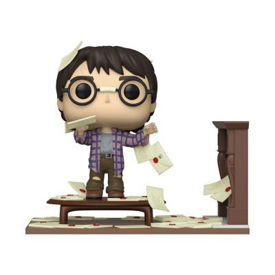 Figura Funko Pop com roupas xadrez e cartas voando ao redor