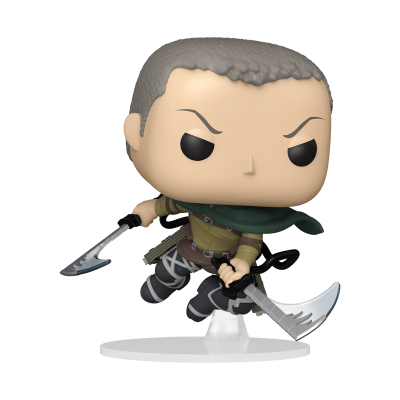 Figura Funko Pop masculina com duas lâminas e capa verde