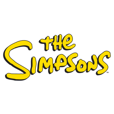 Logótipo amarelo de THE SIMPSONS com sombra preta em fundo branco