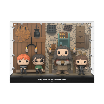 Conjunto de bonecos Funko Pop Harry Potter em cenário interior detalhado