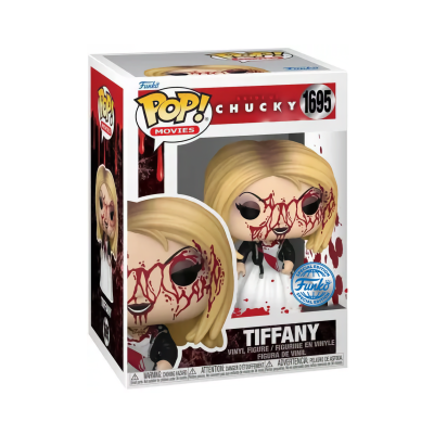 Figura Funko Pop! Tiffany de Chucky com rosto manchado de sangue em caixa