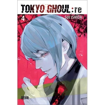 Capa de banda desenhada Tokyo Ghoul:re volume 4 com personagem de cabelo azul