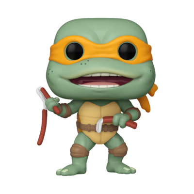 Figura de vinil estilo Funko Pop de tartaruga Ninja com máscara laranja e bastões