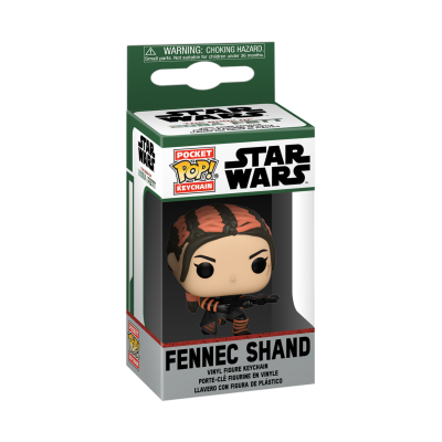 Chaveiro Funko Pop da personagem Fennec Shand de Star Wars em embalagem