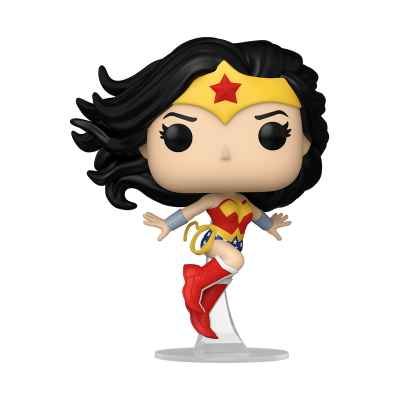 Figura Funko Pop Mulher Maravilha em traje clássico e base de suporte branca