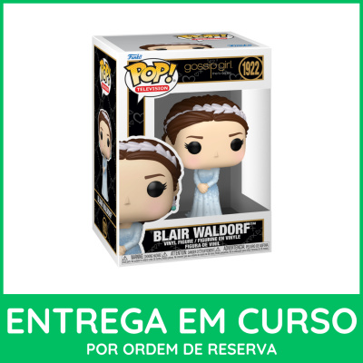 Figura de vinil Funko Pop! Blair Waldorf com vestido azul e faixa branca na cabeça na embalagem.