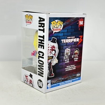 Caixa Funko Pop! Movies Art The Clown Terrifier 3 branco e vermelho