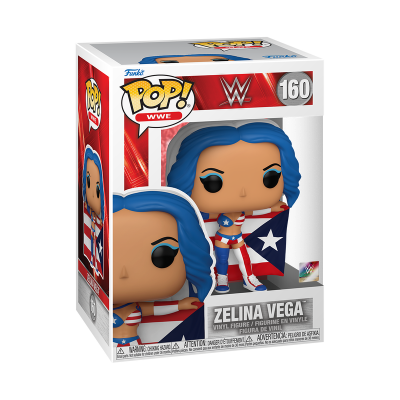 Funko Pop Zelina Vega WWE número 160 na embalagem com figura colorida e cabelo azul