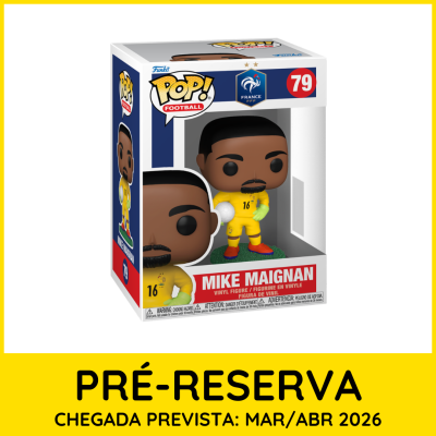 Figura de vinil Funko Pop! Mike Maignan com uniforme amarelo da seleção francesa, na caixa