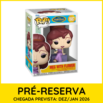 Figura Funko Pop de vinil Meg com flor da Disney Hércules na caixa