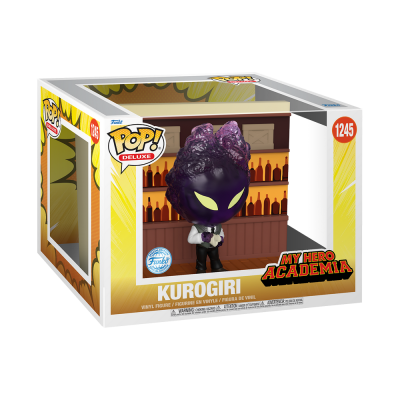 Funko Pop! Deluxe Kurogiri em caixa transparente com gráfico de My Hero Academia