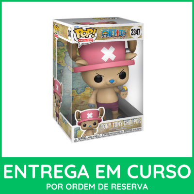 Figura de vinil Funko Pop! Tony Tony Chopper num chapéu rosa em embalagem branca com janela