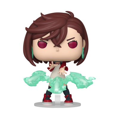 Figura Funko Pop castanho com olhos rosa e efeitos verdes