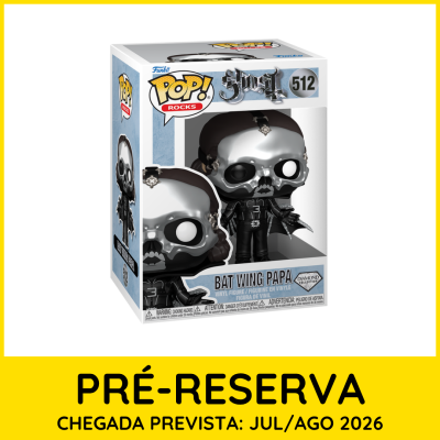 Funko Pop! Rocks Bat Wing Papa Ghost n.º 512 em caixa com fundo azul claro e texto de pré-reserva