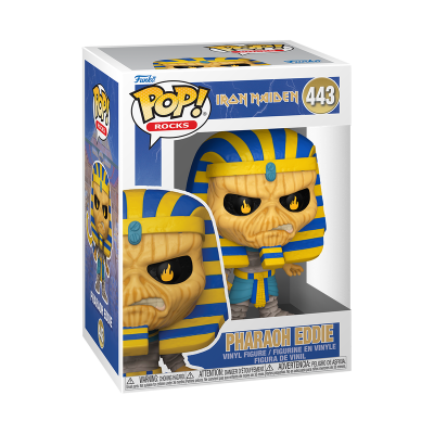 Funko Pop! Rocks Pharaoh Eddie da Iron Maiden, figura de vinil número 443 em caixa