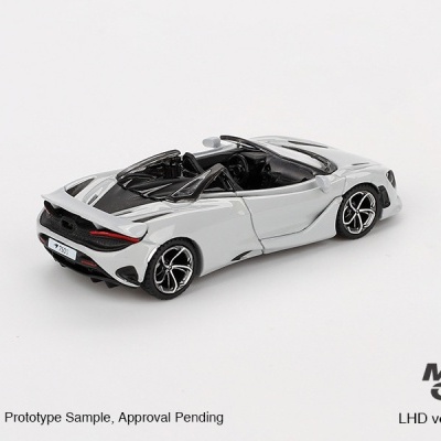 Miniatura de carro desportivo branco descapotável com interior preto e rodas prateadas