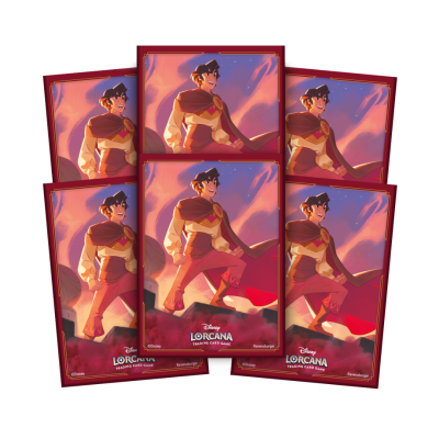 Cartas de coleção Disney Lorcana com personagem Biano em fundo de céu ao pôr do sol