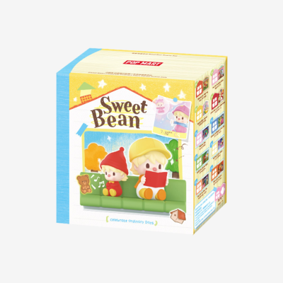 Caixa de brinquedo POP MART Sweet Bean com figuras no sofá