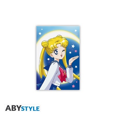 Poster de personagem de anime com fundo de lua e estrelas, logo ABYSTYLE
