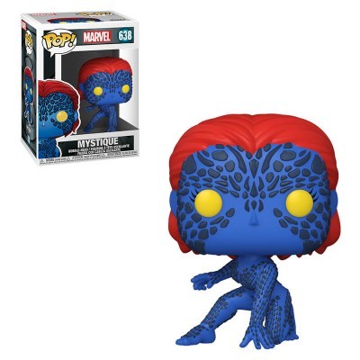Figura Funko Pop Mystique Marvel azul com cabelo vermelho