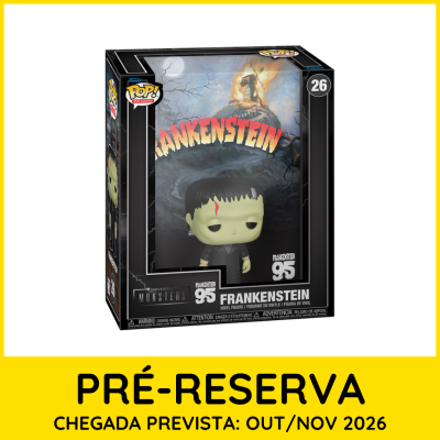 Figura Funko Pop! Frankenstein número 95 em embalagem com fundo ilustrado