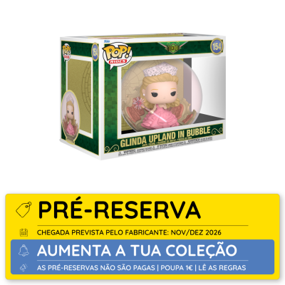 Boneco Funko Pop! Glinda Upland In Bubble em embalagem verde com detalhes dourados