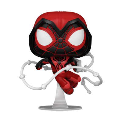 Figura colecionável Homem-Aranha Funko Pop em vermelho e preto com teia branca