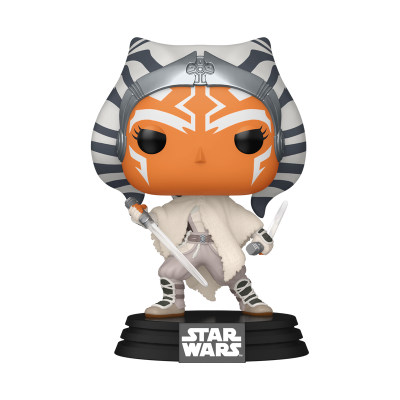 Figura Funko Pop Ahsoka Tano Star Wars com base preta e logo