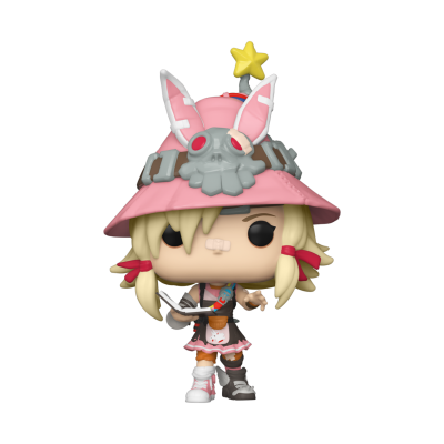 Figura Funko Pop com chapéu rosa e orelhas de coelho