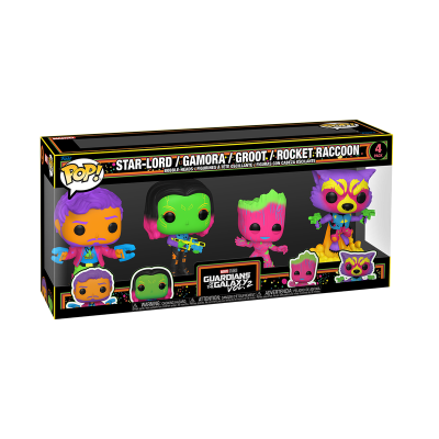 Conjunto de 4 bonecos Funko Pop! de Guardians of the Galaxy Vol. 2 em embalagem preta com visor transparente