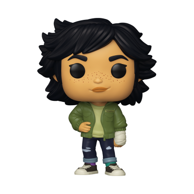 Figura Funko Pop de personagem com jaqueta verde e cabelo preto