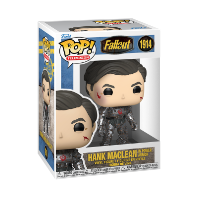 Figura Funko Pop! Hank MacLean in Power Armor da série Fallout na caixa