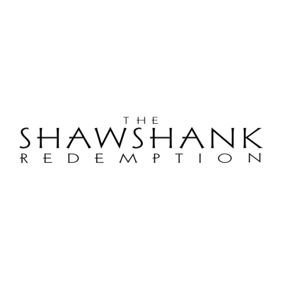 Logótipo com o texto THE SHAWSHANK REDEMPTION preto em fundo branco